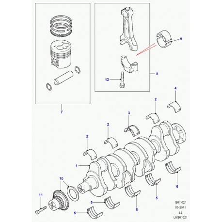 Land rover vilebrequin Defender 90, 110, 130 (LR019400)