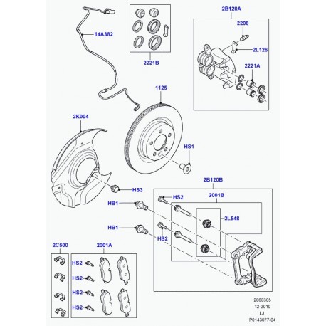 Land rover ressort etrier de frein Discovery 3, Range L322, Sport (LR019625)