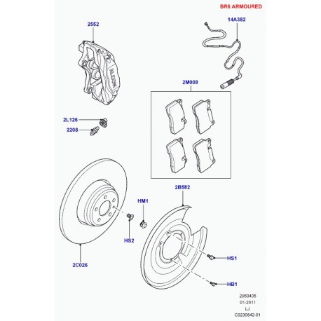 Land rover etrier frein Range L322 (LR019668)