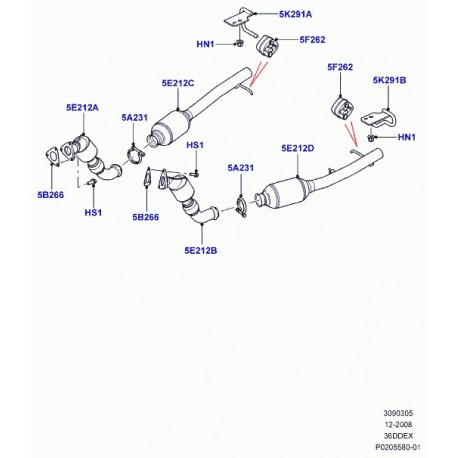 Land rover collier de serrage échappement Range L322 (LR019732)