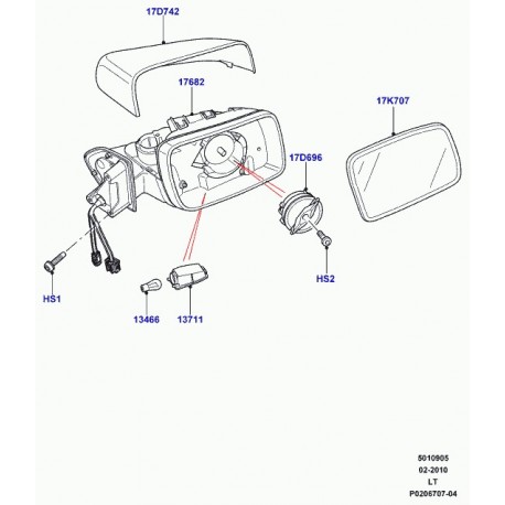 Land rover couverture boitier de retroviseur Discovery 3, Range L322, Sport (LR019961)