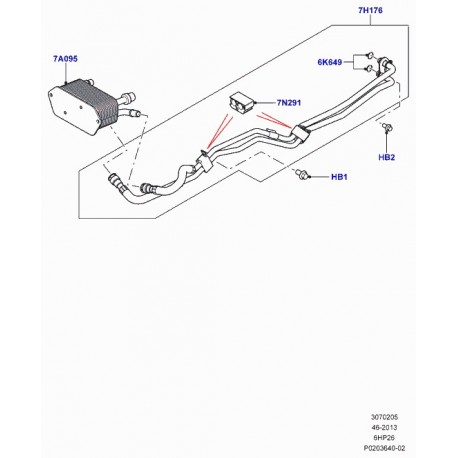 Land rover tube d'huile refroidisseur huile Range L322 (LR020014)