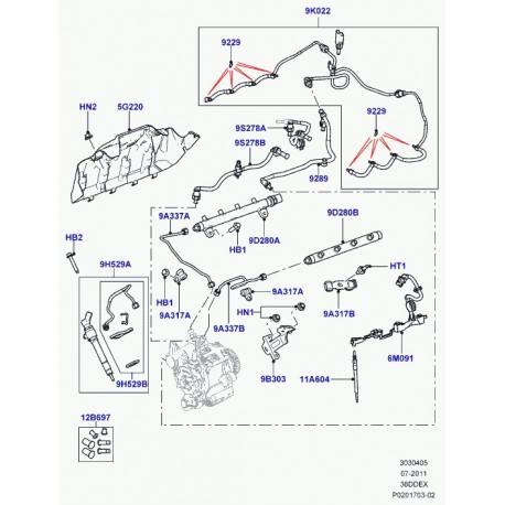 Land rover collecteur de combustible droit Range L322 (LR020019)