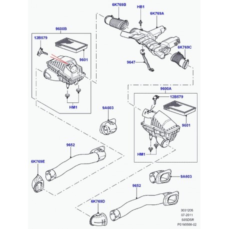 Land rover conduit admission d'air Range Sport (LR020022)