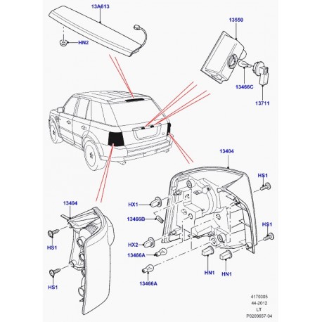 Land rover feu-arriere-central Range Sport (LR020147)