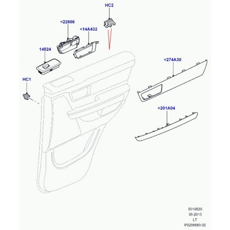 Land rover applique poignee interieure porte Discovery 3, Range Sport (LR020479)