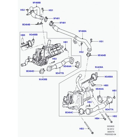Land rover tuy.-soup. recyc. gaz/coll. echap Range Sport (LR020547)