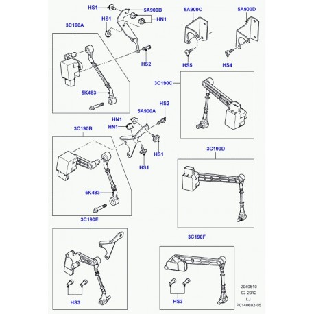 Land rover capteur de hauteur avant droit Range L322 (LR020627)