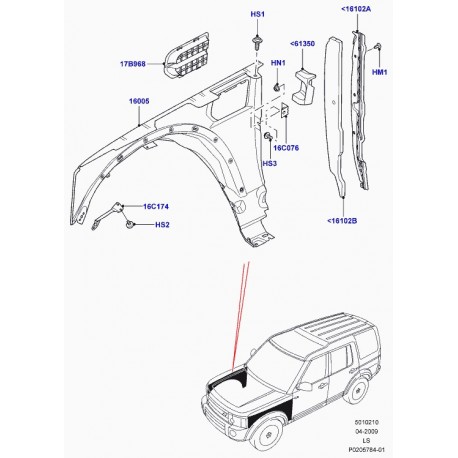 Land rover calandre aile avant Discovery 3 (LR020800)