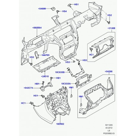 Land rover boitier tableau de bord Discovery 3 (LR021324)