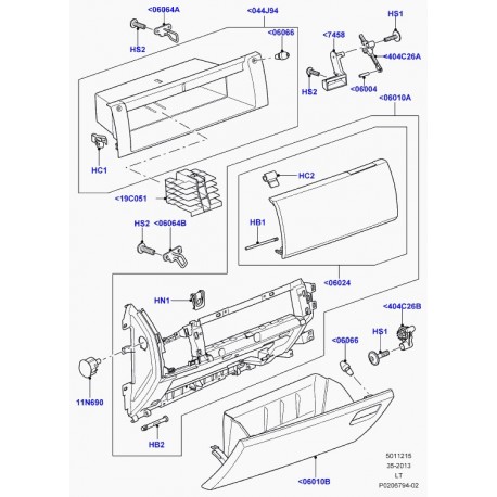 Land rover couvercle boite a gants Range Sport (LR021496)