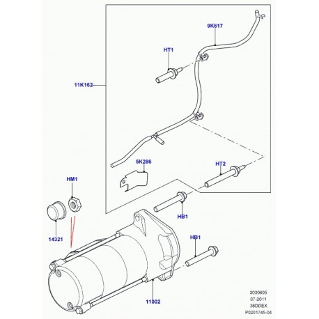 Land rover lanceur de demarreur Range L322 (LR021682)