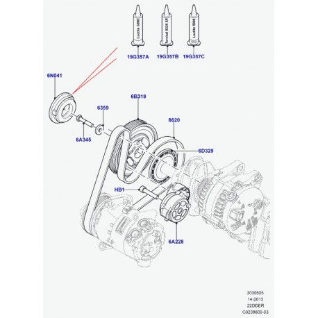 Land rover poulie vilebrequin Evoque (LR022091)