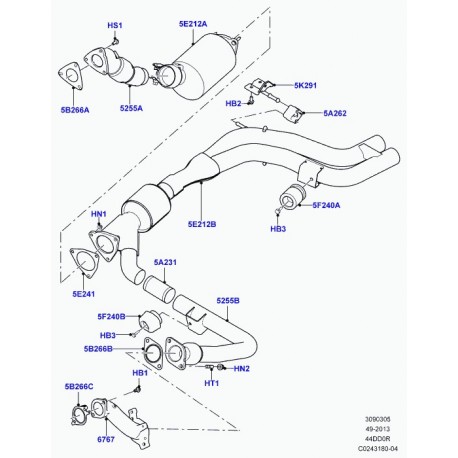 Land rover tuyau d'échappement Range L405,  Sport (LR022652)