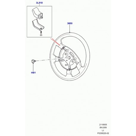 Land rover volant de direction Range L322 (LR022686)