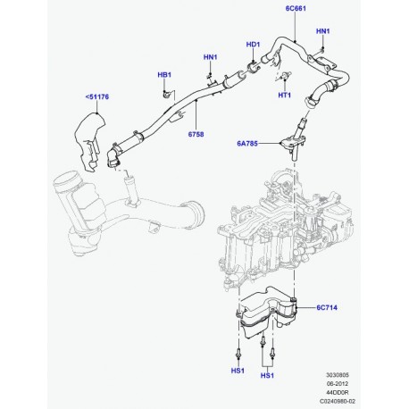 Land rover reservoir separateur d'huile Range L405,  Sport (LR022761)