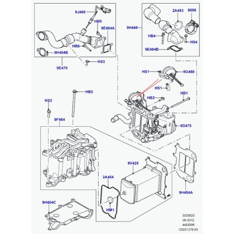 Land rover joint sortie egr Range L405,  Sport (LR022775)