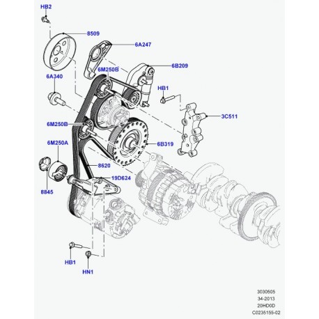 Land rover chapeau poulie de renvoi Evoque et Range L405,  Sport (LR022816)