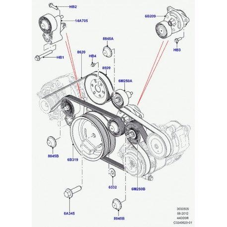 Land rover chapeau poulie de renvoi Range L405,  Sport (LR022819)