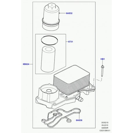 Land rover filtre à huile Range L322,  L405,  Sport (LR022896)