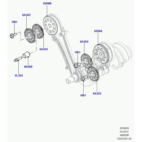 Land rover pignon arbre a cames Range L405,  Sport (LR022952)