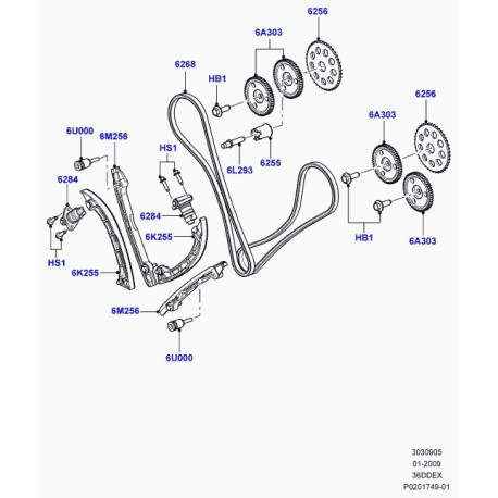 Land rover pignon commande arbre a cames Range L322,  L405,  Sport (LR022962)