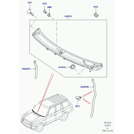 Land rover Baie de pare brise Range L322 (LR022997)