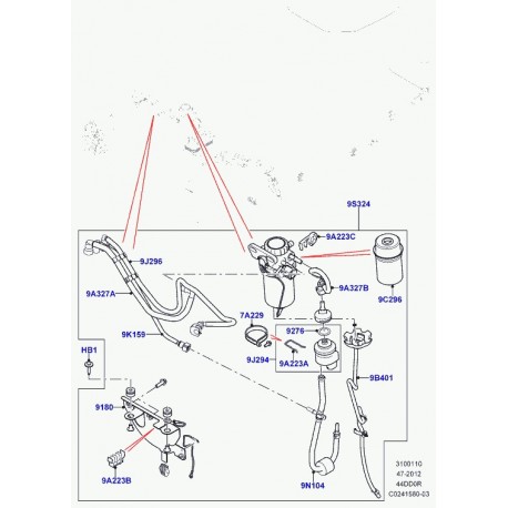 Land rover agrafe tuyau de combustible Range L405,  Sport (LR023046)