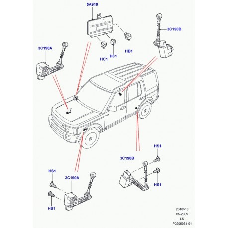 Land rover capteur suspension pneumatique Discovery 3 (LR023646)