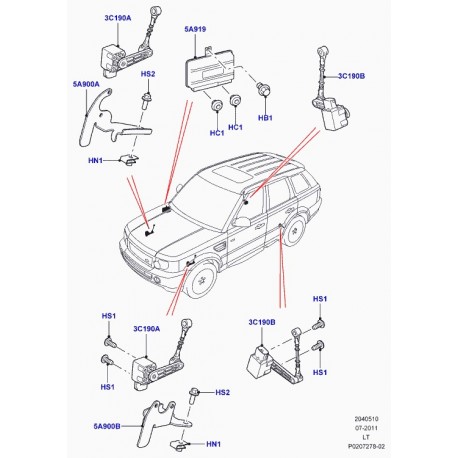 Land rover capteur suspension pneumatique Range Sport (LR023647)