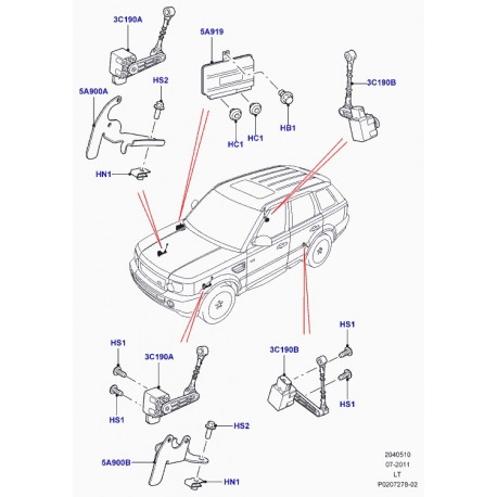 Land rover capteur suspension pneumatique Range Sport (LR023649)