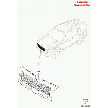 Land rover calandre centre Discovery 3 (LR023731)