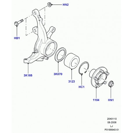 Land rover moyeu de roue Range L322 (LR023978)