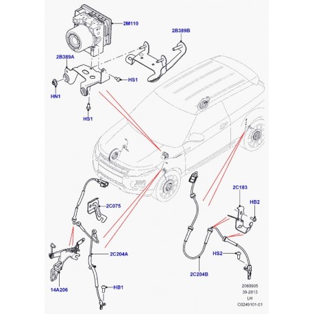 Land rover support montage capteur abs Evoque (LR024198)