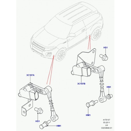 Land rover capteur suspension pneumatique Evoque (LR024218)