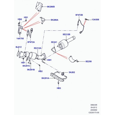 Land rover support suspension tuyau d'echappement Evoque (LR024234)