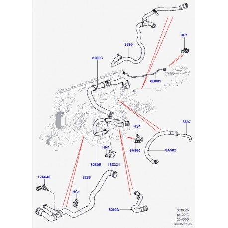 Land rover support durit chauffage Evoque (LR024258)