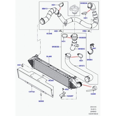 Land rover tuyau flexible admission d'air Evoque (LR024305)