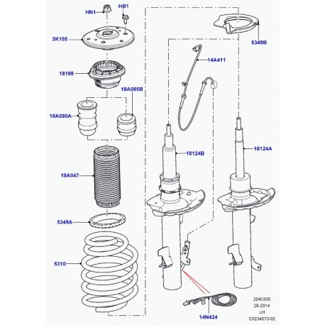 Land rover ressort suspension-avant Evoque (LR024489)