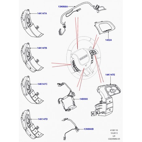 Land rover interrupteur volant Evoque (LR024658)