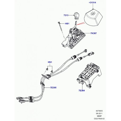 Land rover boule levier changement vitesses MARRON Evoque (LR024717)