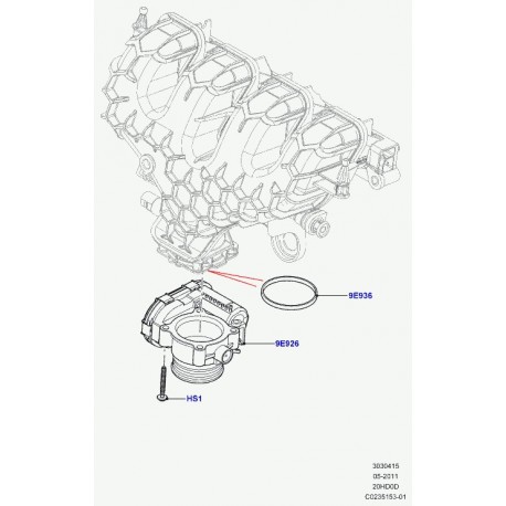 Land rover corps de papillon et moteur Evoque (LR024970)