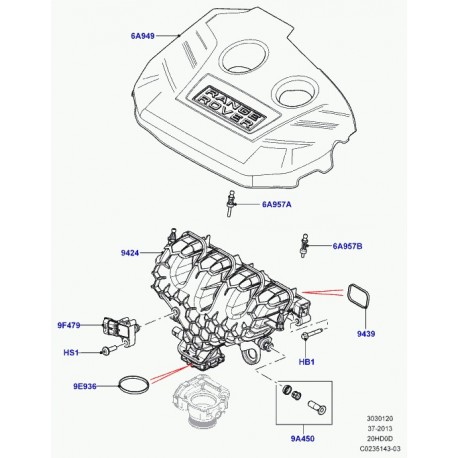 Land rover joint collecteur d'admission Evoque (LR024991)