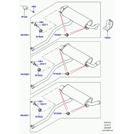 Land rover support suspension tuyau d'echappement Evoque (LR025108)