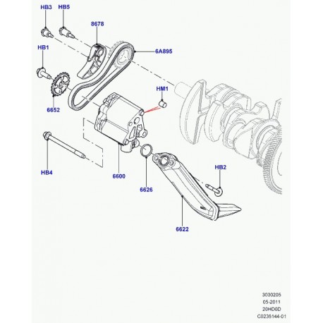 Land rover joint tube entree pompe à huile Evoque (LR025303)