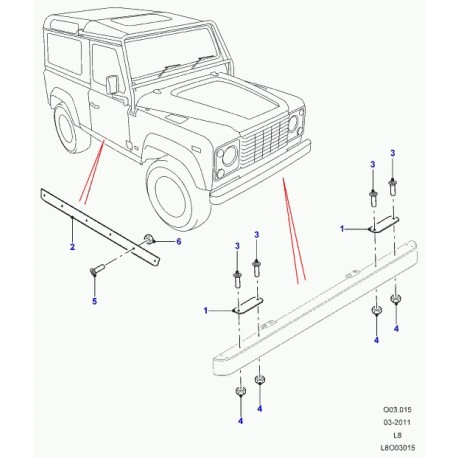 Land rover plaque de marchepied Defender 90, 110, 130 (LR025323)