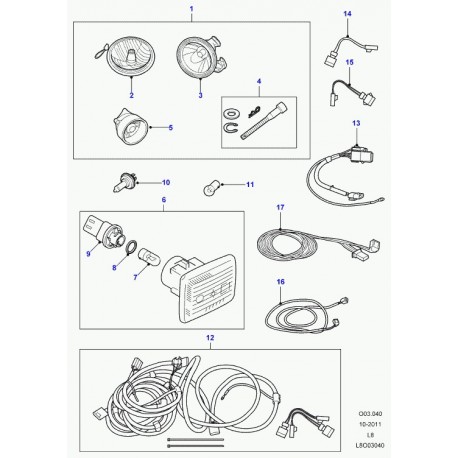 Land rover cablage feu indicateur direction avant Defender 90, 110, 130 (LR025344)