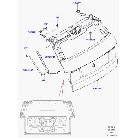 Land rover verrin de coffre (non electrique) Evoque (LR025379)