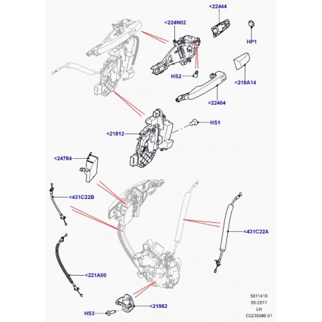 Land rover cable serrure de porte Evoque (LR025410)