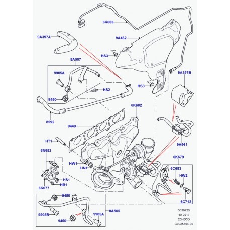 Land rover joint turbocompresseur Evoque (LR025565)